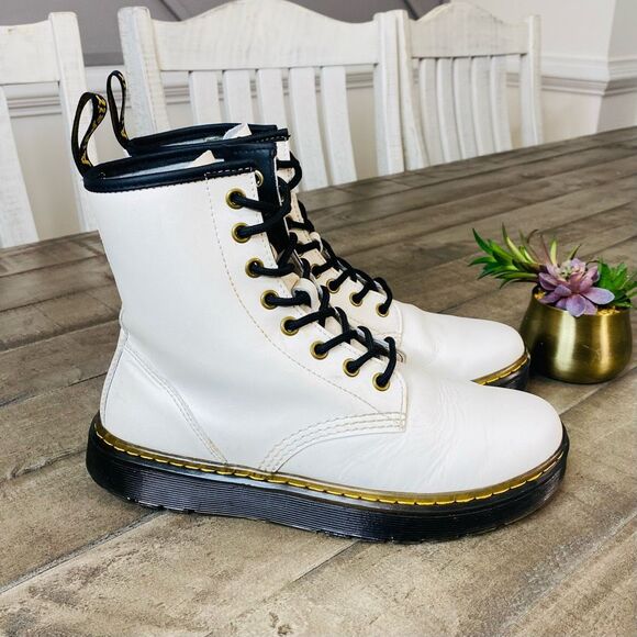 Dr. Martens Shoes - Dr.‎ Martens Zavala Combat Boots White Leather Women’s Size 8